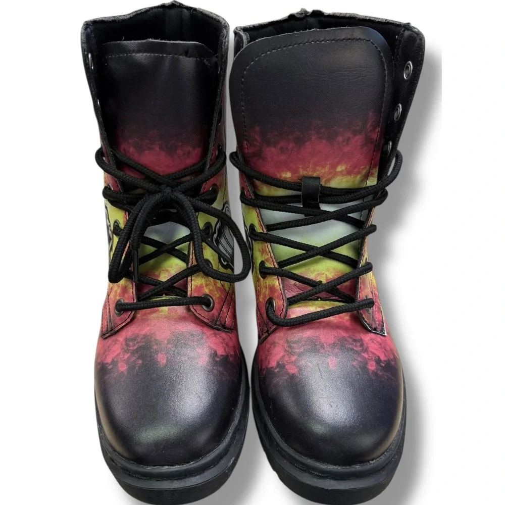 RAAD Skull Firefighter Weightlifting Boots Black Red YellowSz Mens 6.5 W8